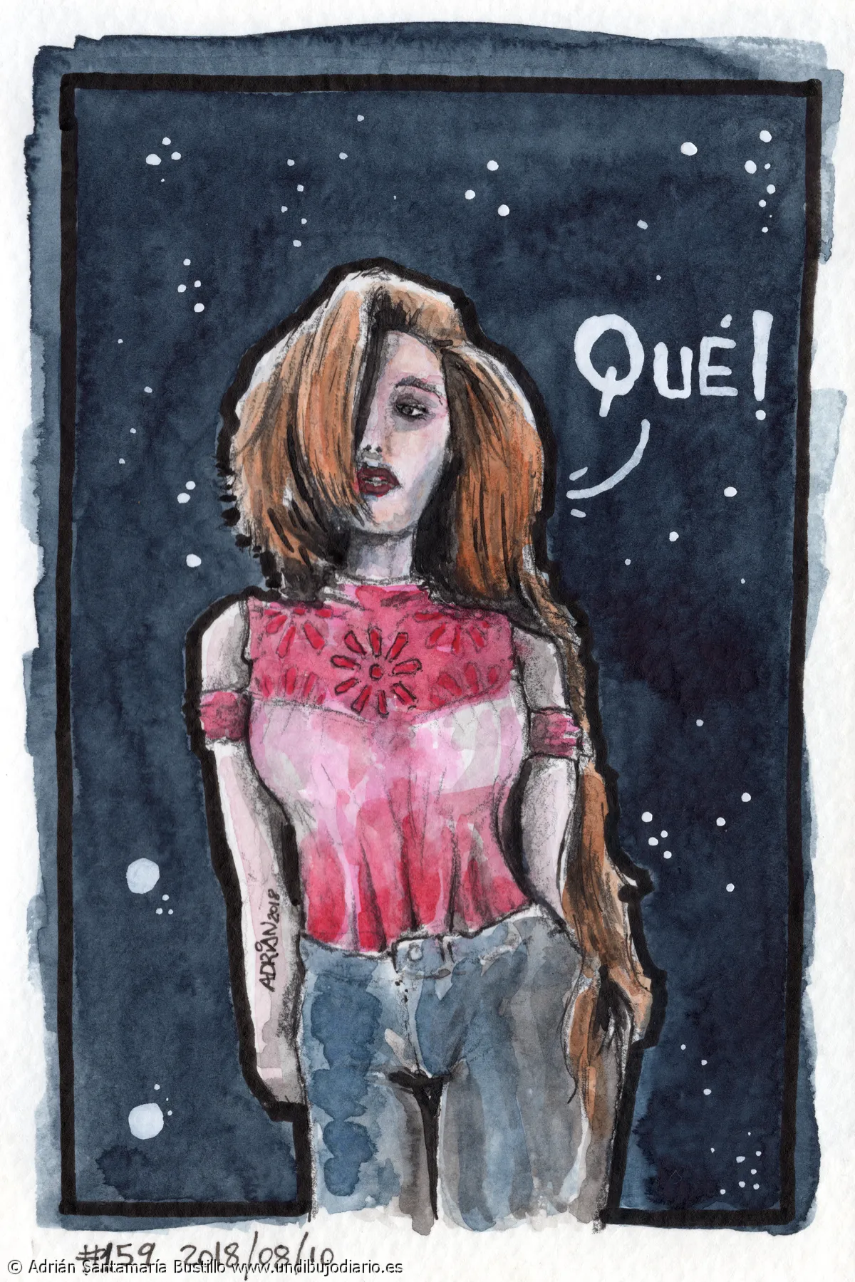 Que - Día 158 creo. Dibujo n° 158.