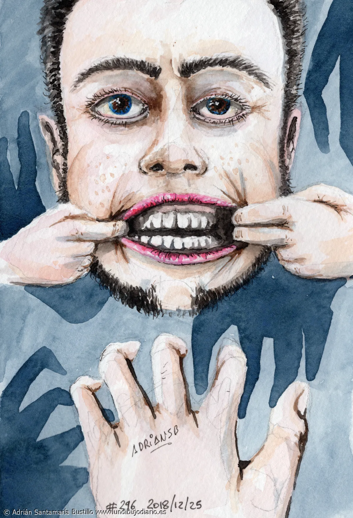 Dientes dientes - Dibujo diario n° 295 , otra prueba con expresiones, dientes dientes,.