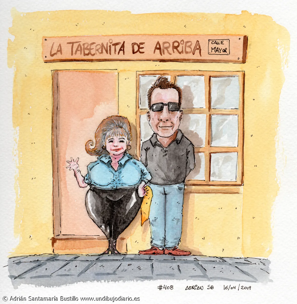 La tabernita de arriba - Historia: Fernando Alea me ha pedido dos dibujos (a este hombre que no le falte de nada!), uno de ""la Tabernita de Arriba"" el bar que van a abrir en la #callemayor Nati y Miguel. (Si no se dan un aire es porque no tengo tiempo) Y otro de la Ermita del Rosario de Medina. Vamos por partes... que empieza la semana santa y va a tocar hacer magia con los minutos.