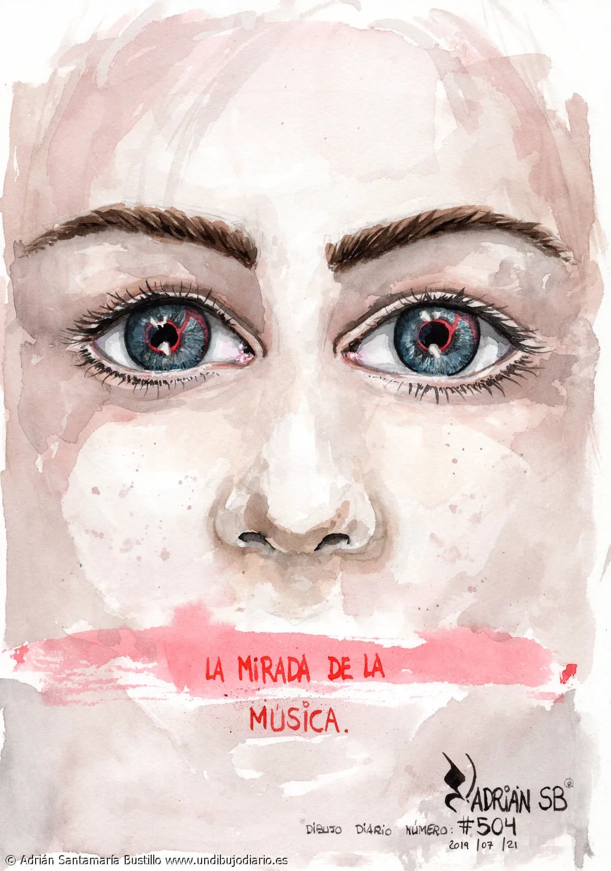 La mirada de la musica - Tiene notas musicales en los ojos porque esto es ""la mirada de la MÚSICA"". Es el boceto de una idea que se me ocurrió hace tiempo y que tengo pendiente desarrollar mas adelante con mas tiempo…