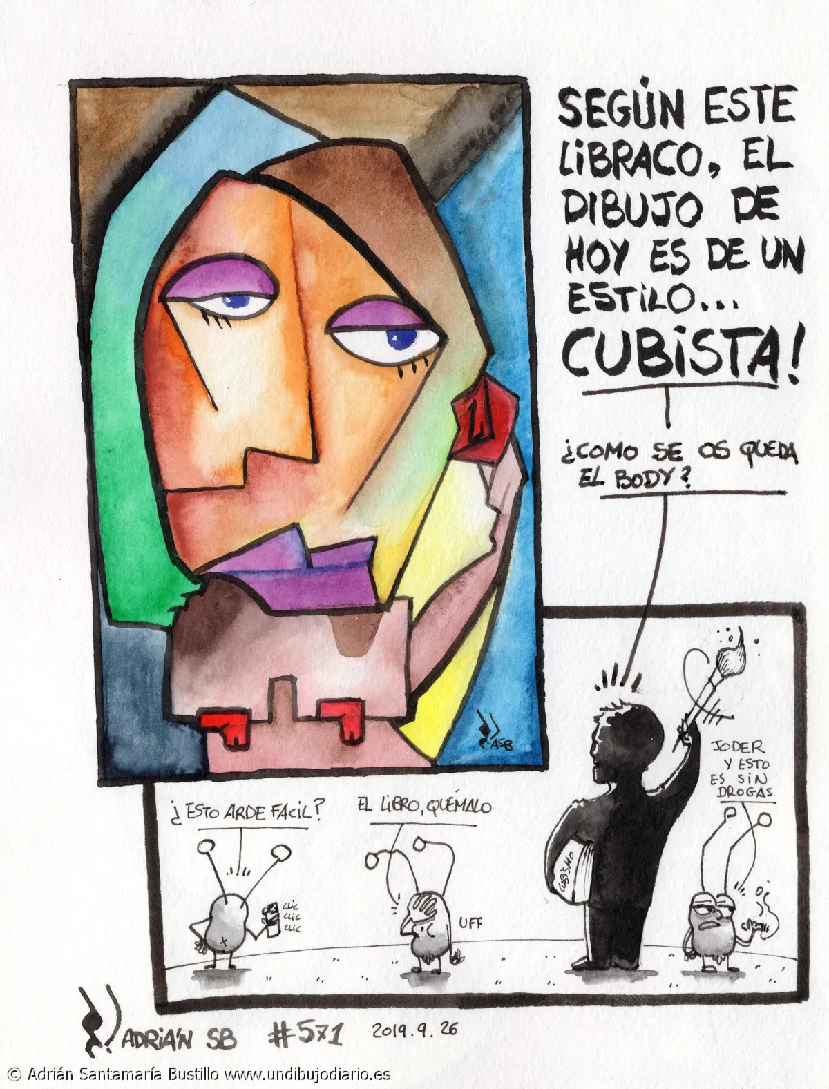 Mujer mirando a la flor cubista - Estoy tratando de culturizarme.