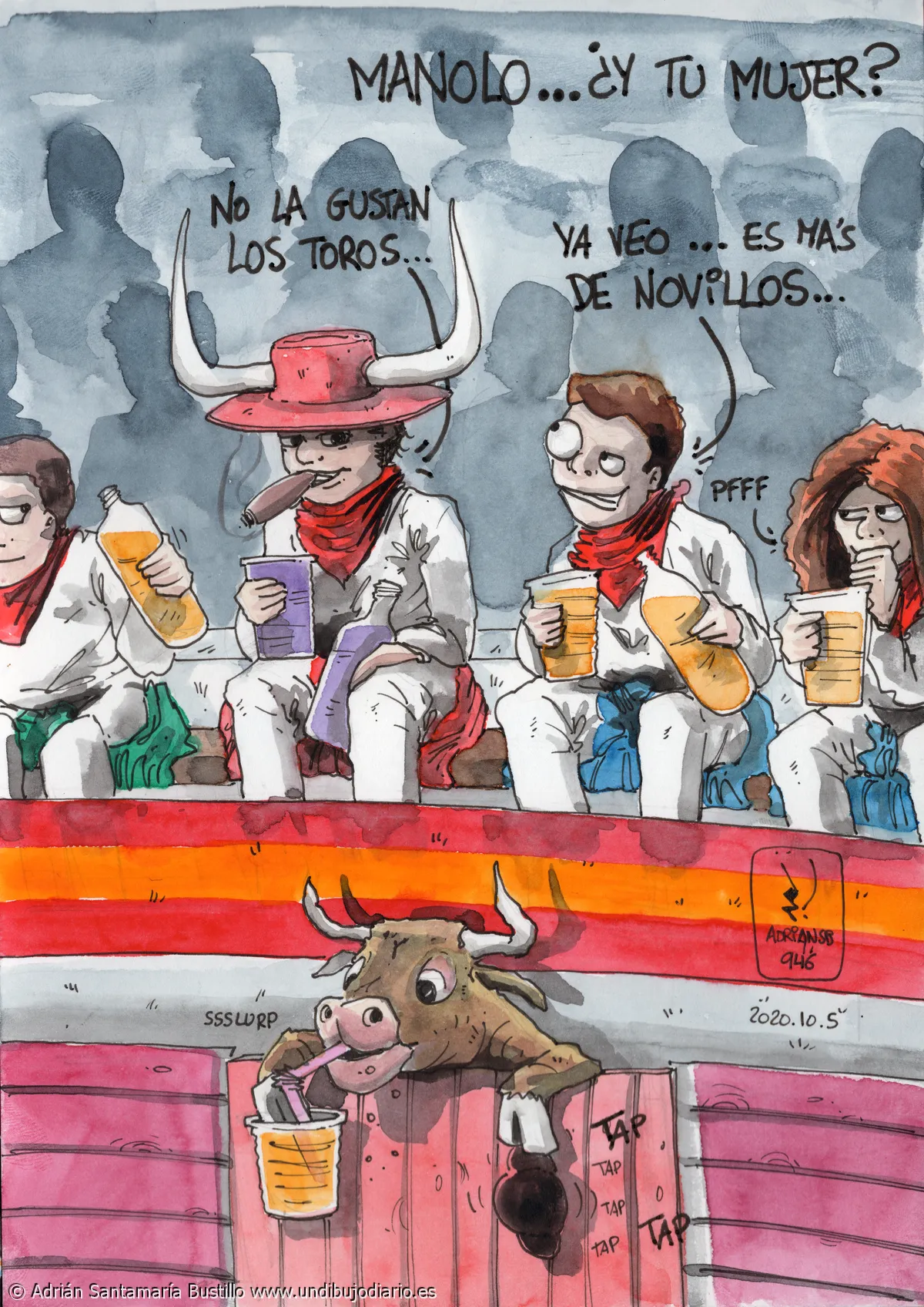 A los toros - DIBUJO ESPECIAL NO FIESTAS DE MEDINA -