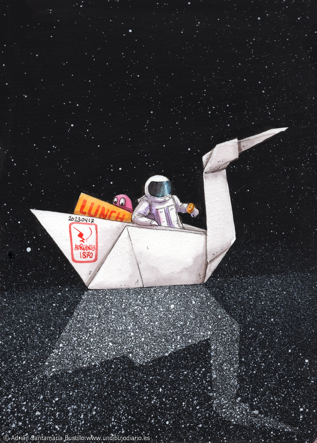 El lago espacial del Origami - "El lago espacial del Origami" . Otra viñeta inconexa de las aventuras espaciales del Cosmonauta de la Hoja de papel, hoy requetedobladas...