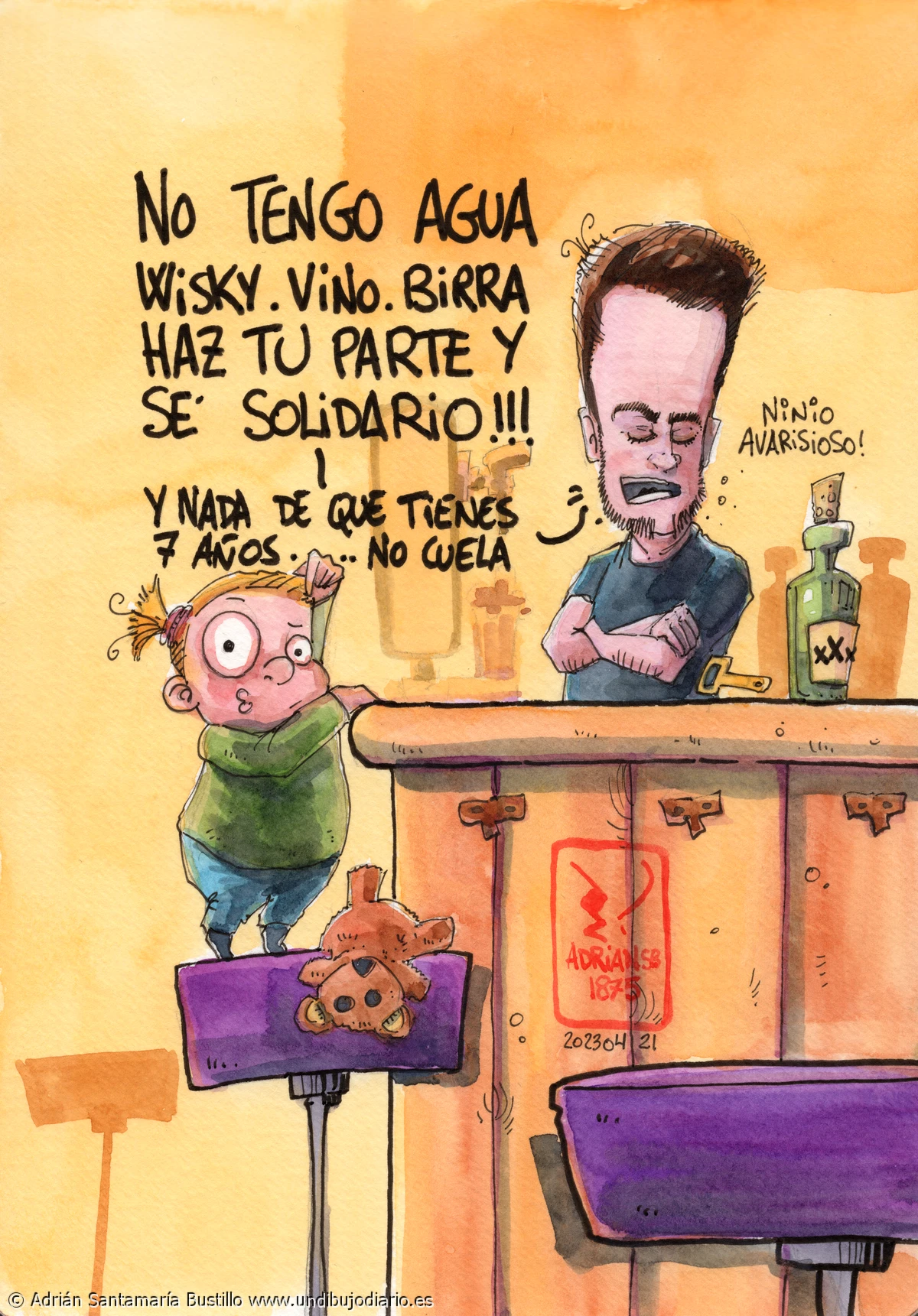 Ninio avarisioso - Yo ahorro agua. Solo bebo cerveza y me ducho con ginebra. Y vosotros que?!