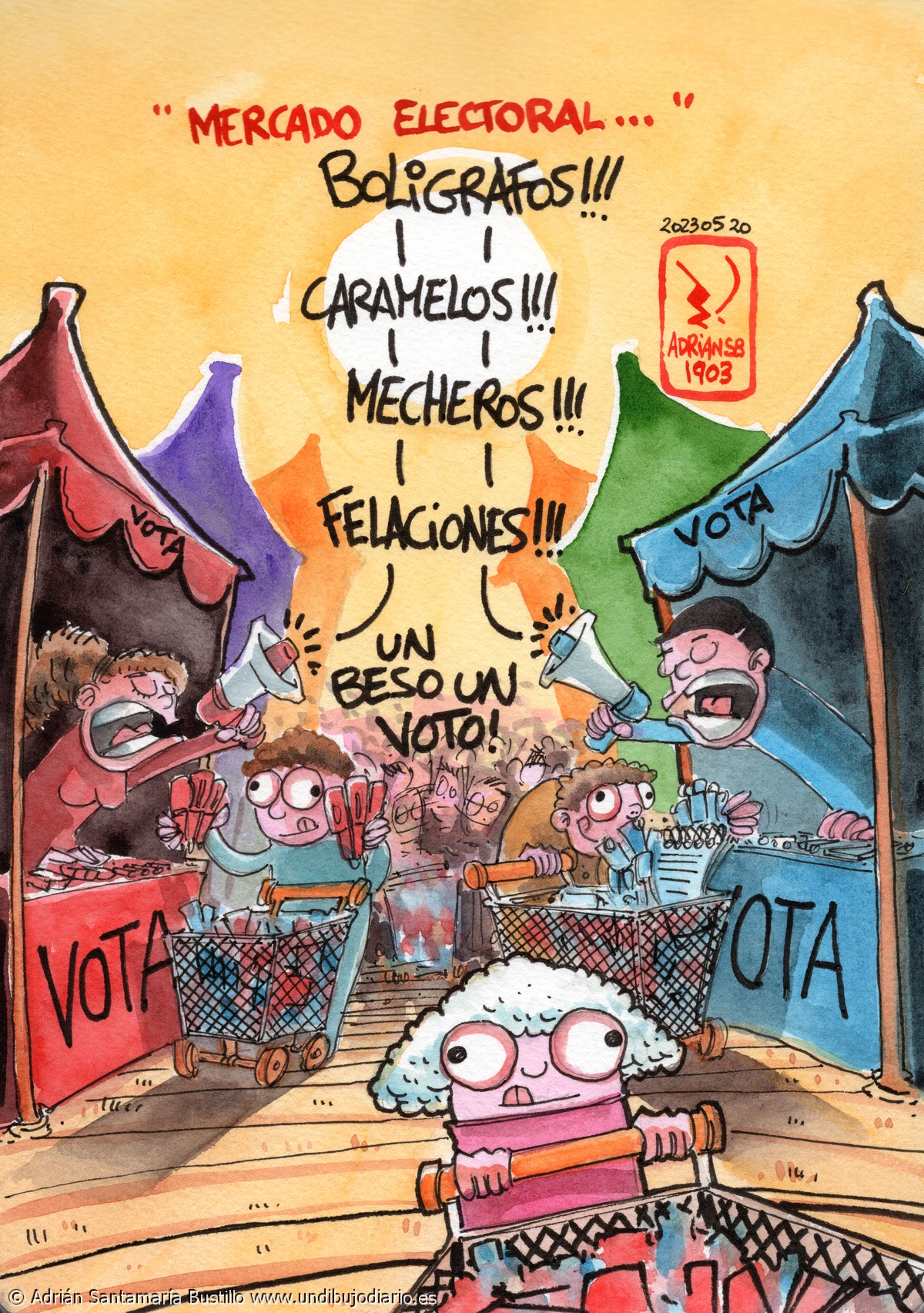 Mercado electoral - El gran mercadillo electoral... Todo merchandaising, vaya feria! pinceles?