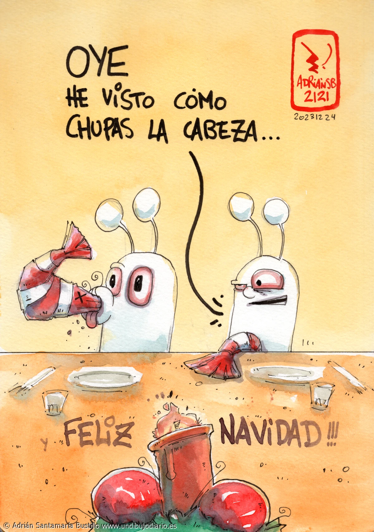 A chuparla - Os deseo Feliz Navidad con un dibujo sobre chupar cosas. Porque bastantes pasteladas estais mandando.